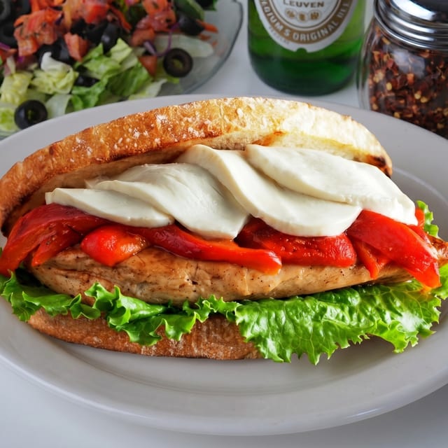 Eggplant, Chicken and Mozzarella Sandwich.